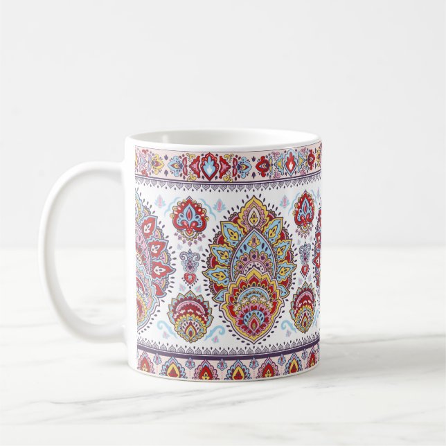 Indian floral paisley medallion pattern. Ethnic Ma Coffee Mug (Left)