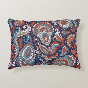 Indian floral paisley medallion pattern. Ethnic Ma Decorative Cushion