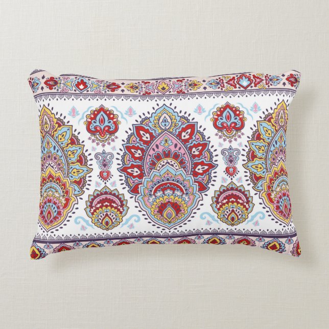 Indian floral paisley medallion pattern. Ethnic Ma Decorative Cushion (Front)