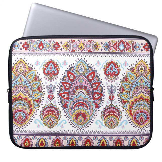 Indian floral paisley medallion pattern. Ethnic Ma Laptop Sleeve (Front)