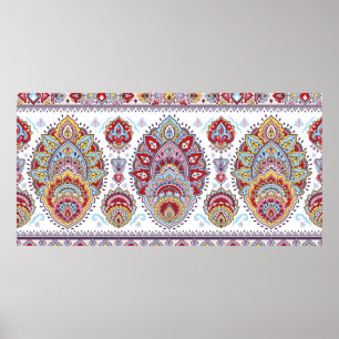 Indian floral paisley medallion pattern. Ethnic Ma Poster