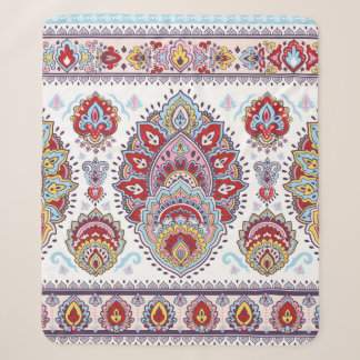 Indian floral paisley medallion pattern. Ethnic Ma Sherpa Blanket