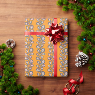 Indian floral paisley mustard yellow WrappingPaper