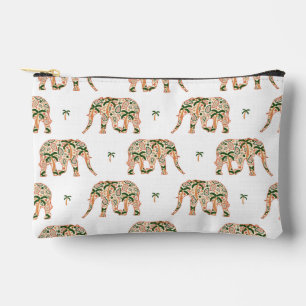Indian Floral Paisley Ornate Elephants Accessory Pouch