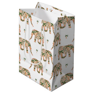 Indian Floral Paisley Ornate Elephants Medium Gift Bag