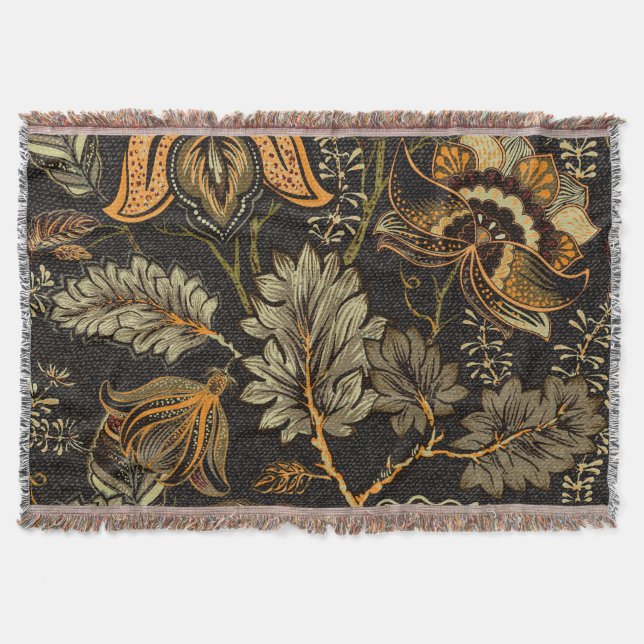 Indian floral paisley, seamless ethnic pattern. throw blanket (Front)