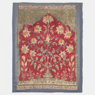 Indian Floral Rug 17th Century Fine Art Fleece Blanket