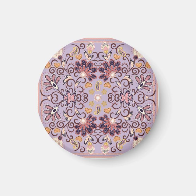 Indian floral tablecloth: lovely pastel pattern magnet (Front)