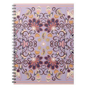 Indian floral tablecloth: lovely pastel pattern notebook