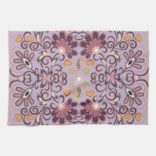 Indian floral tablecloth: lovely pastel pattern tea towel