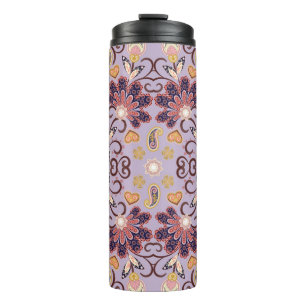 Indian floral tablecloth: lovely pastel pattern thermal tumbler