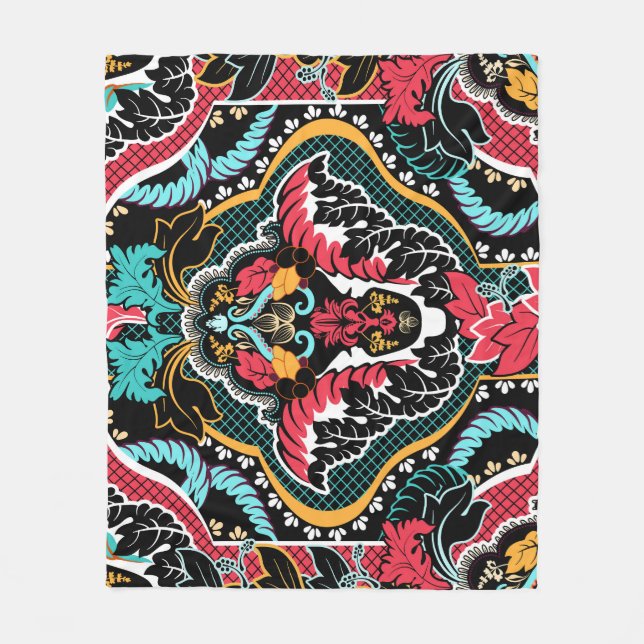 Indian Floral: Vintage Seamless Wallpaper. Fleece Blanket (Front)