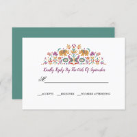 Indian Flower Elephant Jade green RSVP wedding