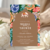 Indian Folk Art Elephant Beige Bridal Shower