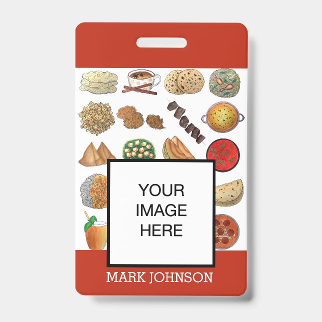 Indian Food Cuisine Cafe Restaurant Chef Server ID Badge (Front)
