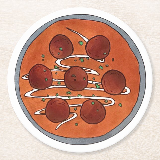 Indian Food Cuisine Malai Kofta Vegetarian Dish Round Paper Coaster (Front)
