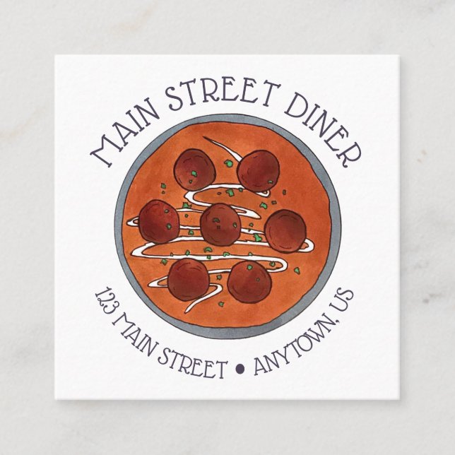 Indian Food Cuisine Malai Kofta Vegetarian Dish Square Business Card (Front)