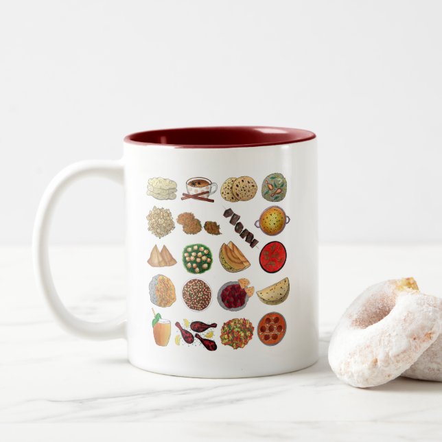 Indian Food Cuisine of India Restaurant Chef Two-Tone Coffee Mug (With Donut)