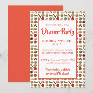 Indian Foods Dishes Cuisine of India Dinner Party Invitation
