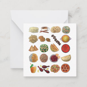 Indian Foods Dishes Cuisine of India Illustration Card