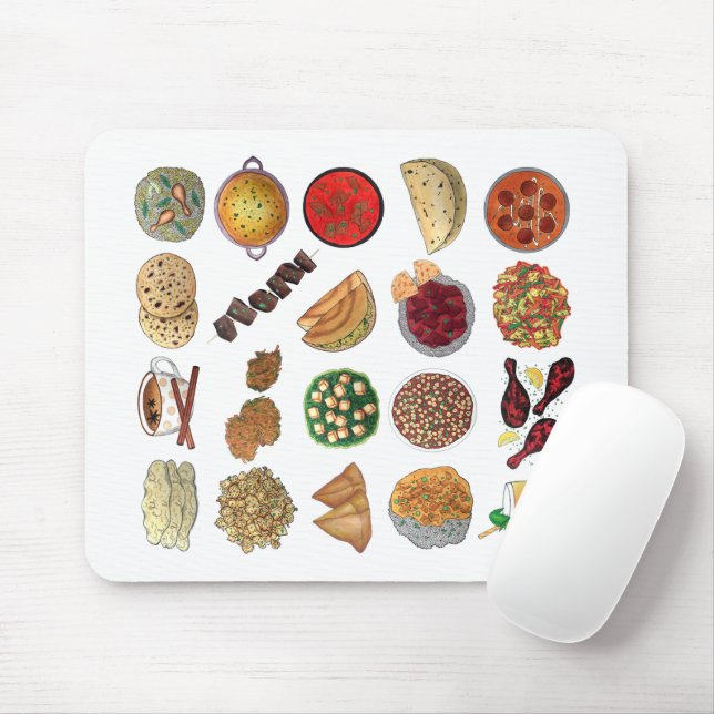 Indian Foods Dishes Cuisine of India Illustration Mouse Pad (With Mouse)