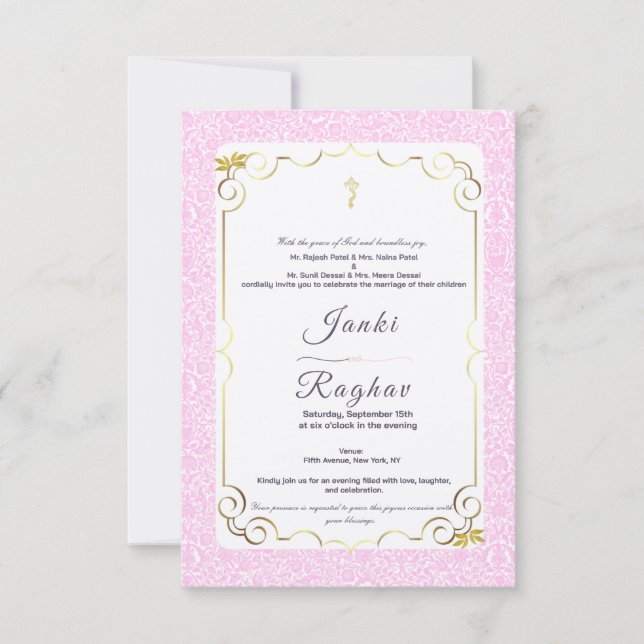 Indian ganesha minimalist wedding invitation (Front)