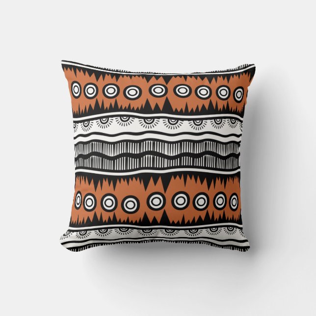 Indian Geographic Brown Tone Stripes   Cushion (Front)
