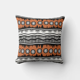 Indian Geographic Brown Tone Stripes  Cushion