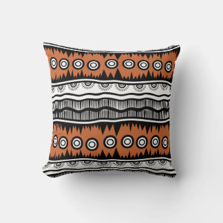 Indian Geographic Brown Tone Stripes  Cushion