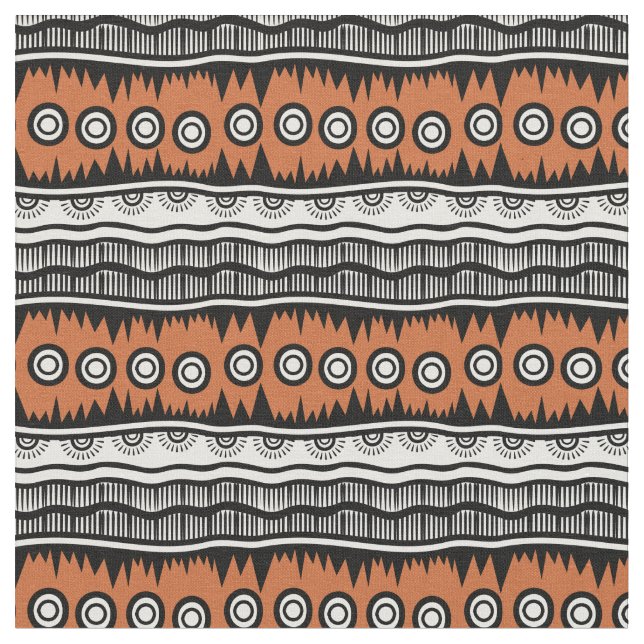 Indian Geographic Brown Tone Stripes Fabric (Close Up)