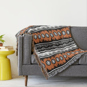 Indian Geographic Brown Tone Stripes  Throw Blanket