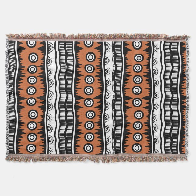 Indian Geographic Brown Tone Stripes  Throw Blanket (Front)