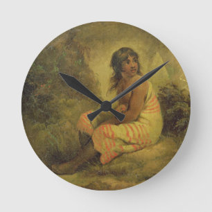 Indian Girl, 1793 (oil on canvas mounted on panel) Round Clock