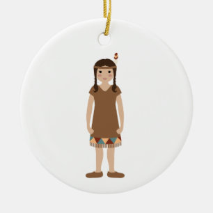 Indian Girl Ceramic Ornament