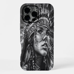 Indian girl’s warrior spirit with feathers iPhone 16 pro max case