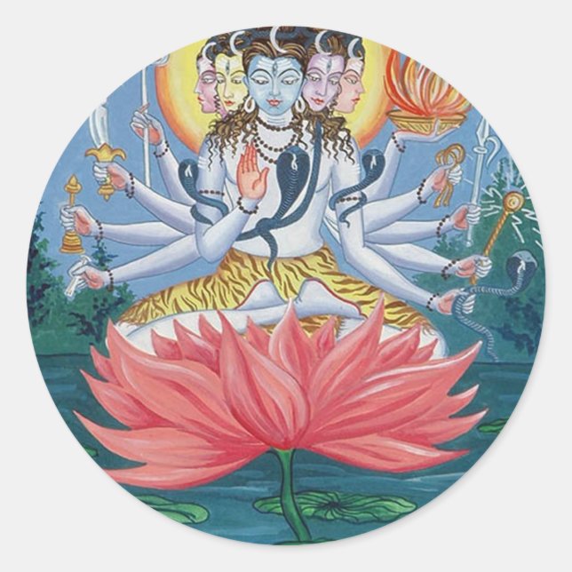 indian god classic round sticker (Front)