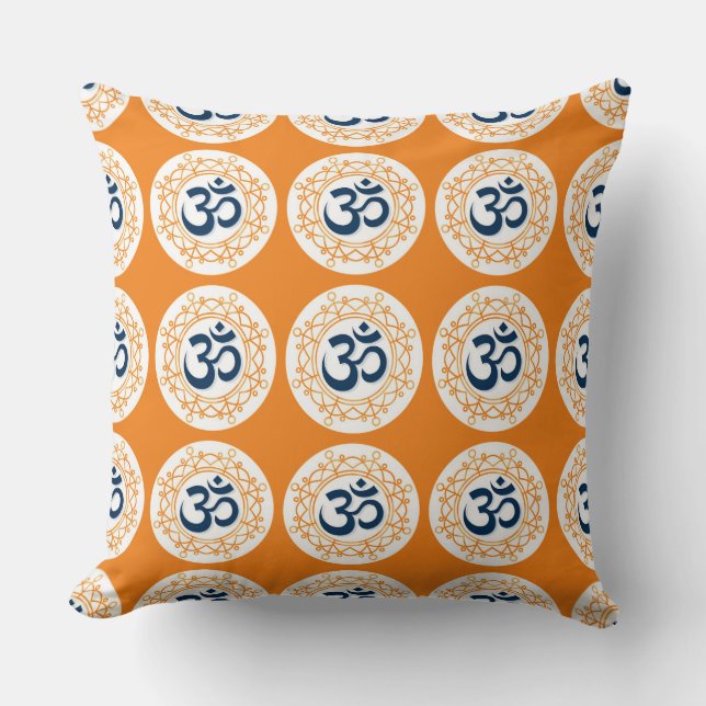 Indian God mantra Om design Cushion (Front)