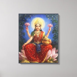 Indian Goddess Ma Lakshmi - Wrapped Canvas