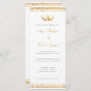 Indian Gold Ethnic Wedding Invitation Card