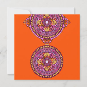 Indian Gold & Pink Discs Wedding Invitation