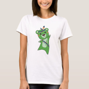 Indian Green Bear Fashing Teddy Feather T-Shirt