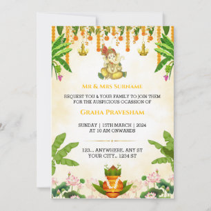 Indian Gruh Pravesh Invitation Card, Housewarming 