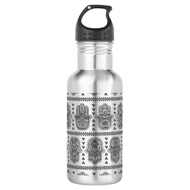Indian Hand Drawn Hamsa Doodle 710 Ml Water Bottle (Front)