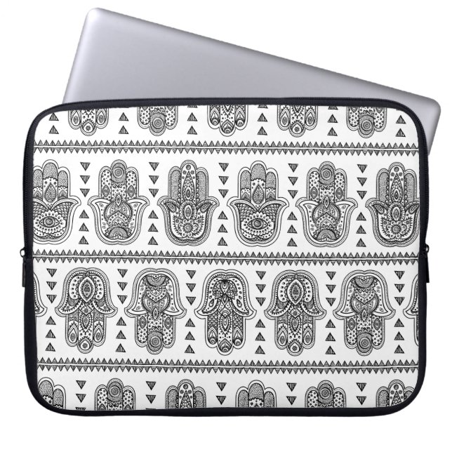 Indian Hand Drawn Hamsa Doodle Laptop Sleeve (Front)