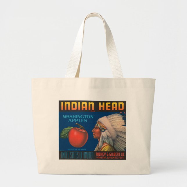 Indian Head Large Tote Bag (Front)