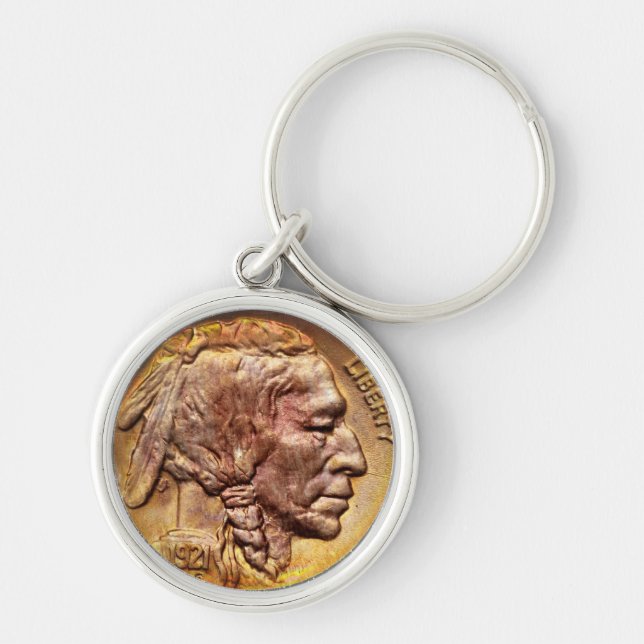 Indian Head Nickel Coin Collecting Native American Key Ring (Front)