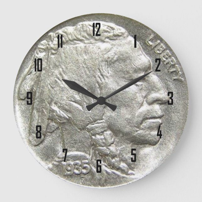 INDIAN HEAD NICKEL LARGE CLOCK (Front)