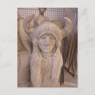 Indian Head Sculpture Postcard