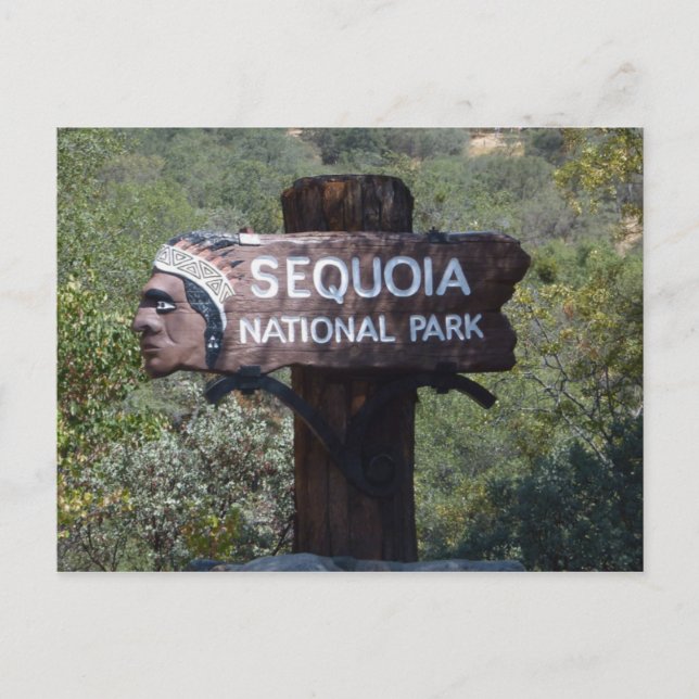 "Indian Head" Sequoia National Park Sign Postcard (Front)