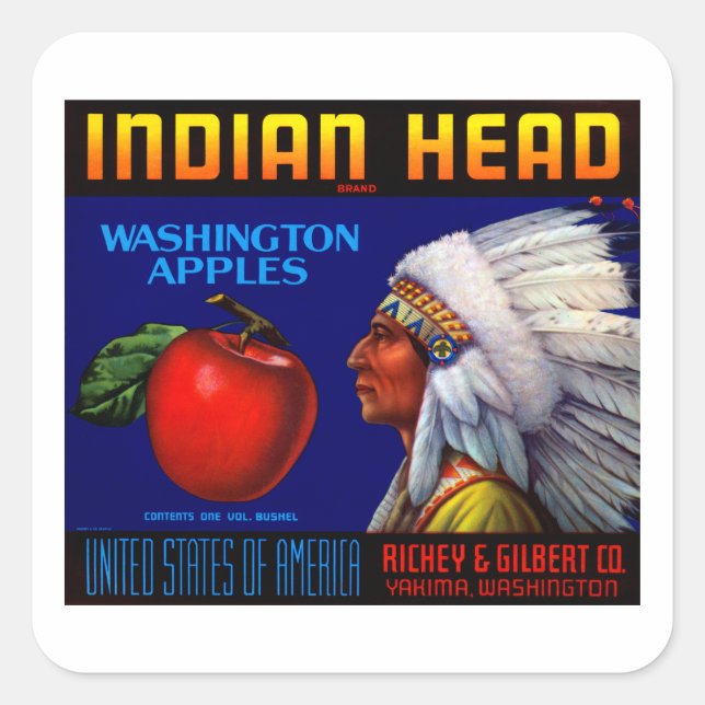 Indian Head Washington Apples Square Sticker (Front)